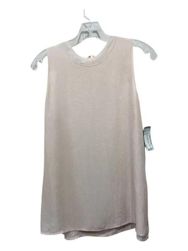 Vince Size M Light Pink Triacetate Back Zip Crew Neck Sleeveless Top