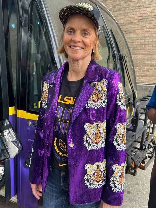 Kim Mulkey Purple Sequin Blazer