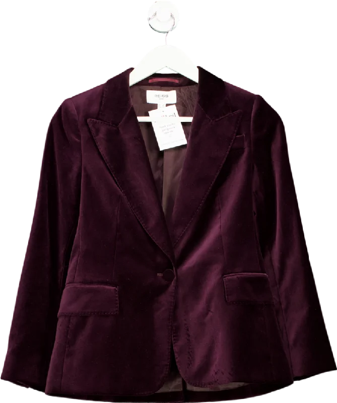 REISS Purple Yasmin 100% Cotton Velvet Blazer Petite UK 6