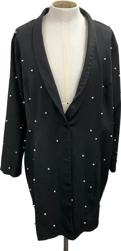 Saint Genies Black Selena Pearl Embellished Blazer UK 28