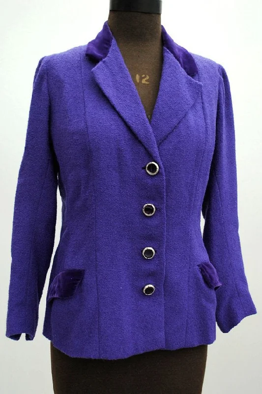 1960s Women's Vintage Purple Violet Boucle Blazer Jacket