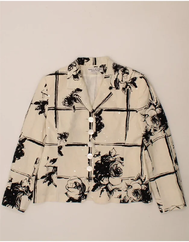 BARBARA KESSELS Womens 5 Button Blazer Jacket EU 40 Medium Beige Floral