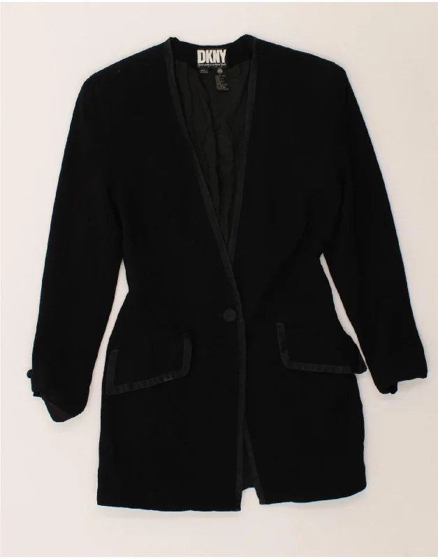 DKNY Womens 1 Button Blazer Jacket US 2 XS Black Wool