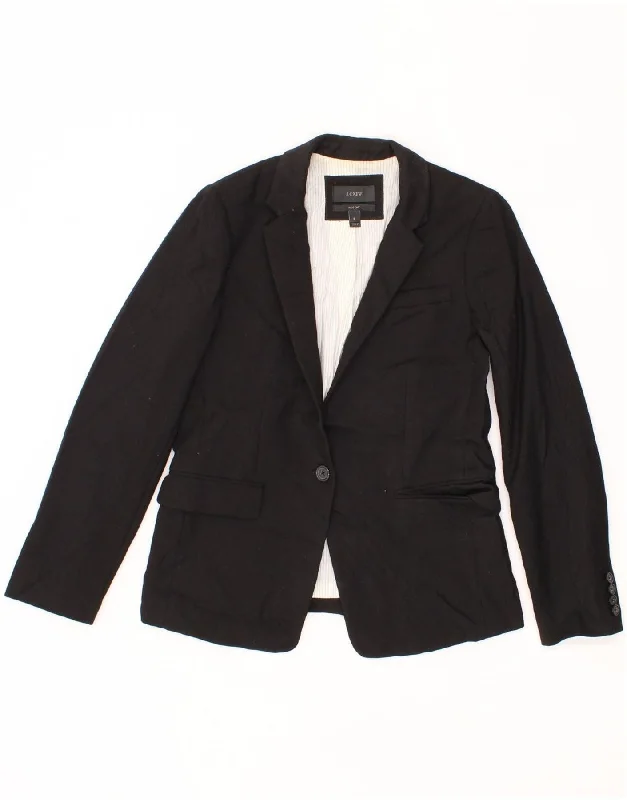 J. CREW Womens Regent 1 Button Blazer Jacket US 6 Medium Black Wool