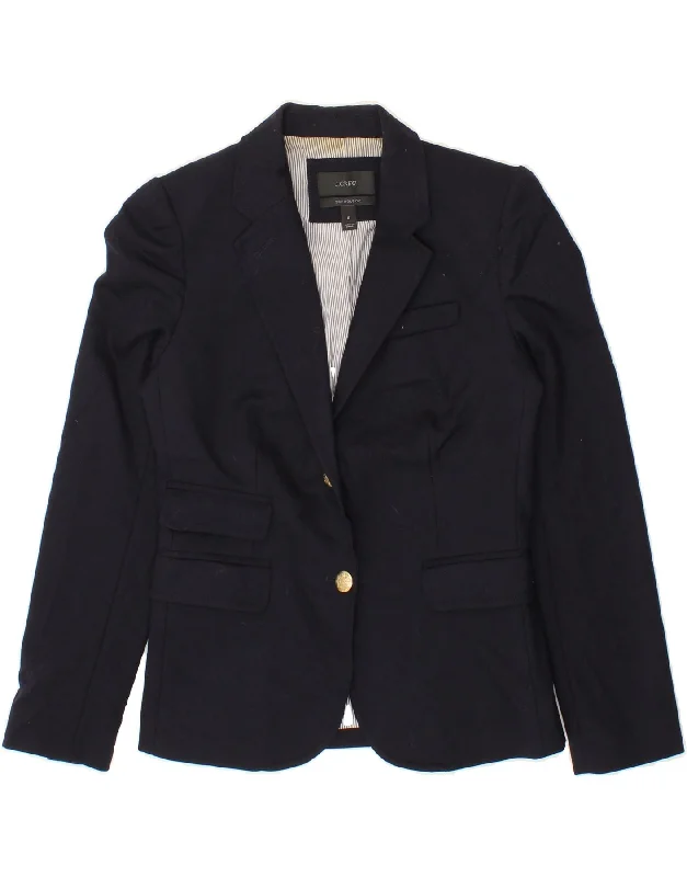 J. CREW Womens Schoolboy 2 Button Blazer Jacket US 0 XS Navy Blue Wool