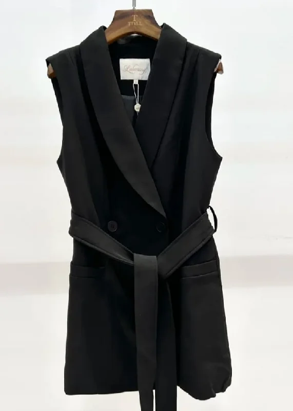 Morna Black Sleeveless Blazer