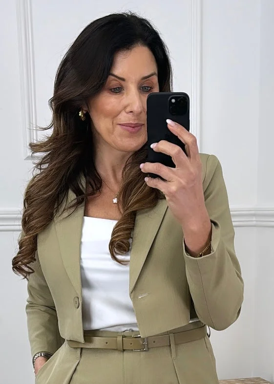 Reagan Khaki Cropped Blazer