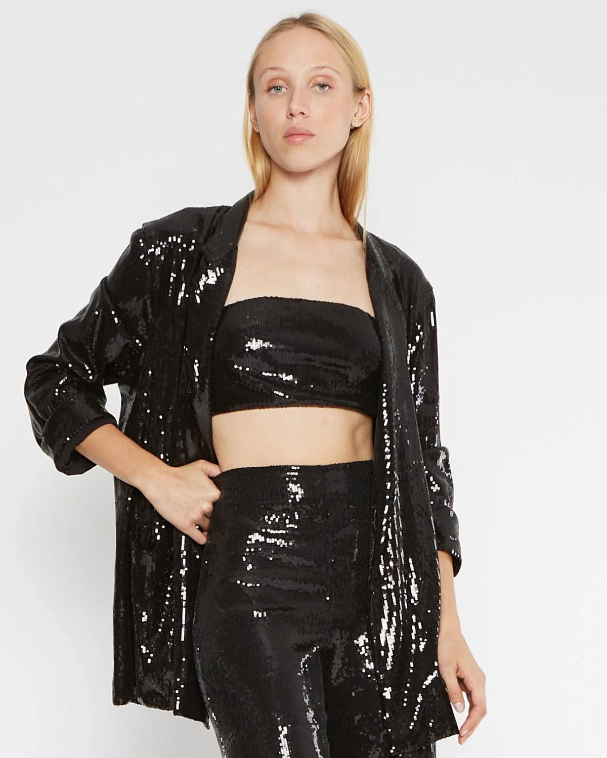 Ripley Rader Black Sequin Oversized Blazer