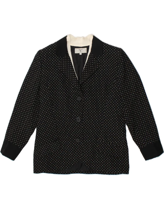 VALENTINO Womens 3 Button Blazer Jacket IT 48 XL Black Polka Dot Wool