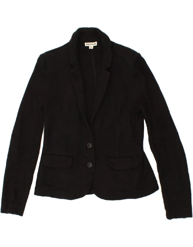 WHISTLES Womens 2 Button Blazer Jacket UK 8 Small  Black Cotton